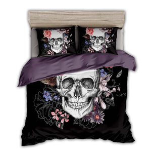 Hot bán <span class=keywords><strong>3D</strong></span> <span class=keywords><strong>Skull</strong></span> in cho Halloween 100% sợi nhỏ Duvet cover tấm ga trải giường và bộ đồ giường đặt ở mức giá tốt - Product Image 2