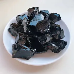 批发天然原始岩石黑obsidian obsidian 粗糙的珠宝制作