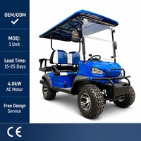 Voiturette de golf électrique tout-terrain Tarion 4 places robuste avec moteur AC 4,0 kW, suspension indépendante, vitesse 35 km/h, autonomie 90 km