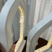 Nouvelle Lampe de Table LED en Bois en Forme d'Arche de Mosquée Ramadan Mubarak 2027, Décoration de Bureau Croissant de Lune Aïd Moubarak pour la Maison Musulmane, Ornement de Table