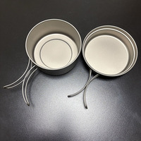 Boîte à lunch double face en titane pur pour l'extérieur, ensemble d'ustensiles de cuisine, casserole à sauce, cuiseur vapeur pliable et léger pour l'extérieur