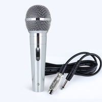 Mikrofon Genggam Klasik Perak Antarmuka Dinamis Kabel Audio Harga Terjangkau Mikrofon Berkabel Rumahan Mikrofon Dinamis Full Metal