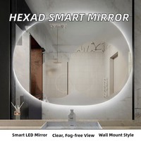 Miroir intelligent de salle de bain Hexad Modern Hotel avec cadre en alliage d'aluminium, capteur tactile, LED anti-buée, éclairage mural, alimentation par prise électrique