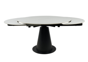 Nuovo Design Premium marmo ceramica pietra superiore in acciaio al carbonio nero gambe <span class=keywords><strong>rotondo</strong></span> estensione <span class=keywords><strong>tavolo</strong></span> da pranzo per 8 posti casa moderna tavoli - Product Image 3