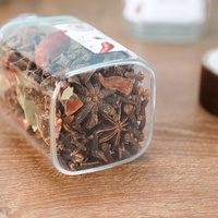 Pot de conservation carré en verre borosilicate de 250 ml avec couvercle en bois d'acacia naturel pour les épices, les fruits secs et les herbes de cuisine