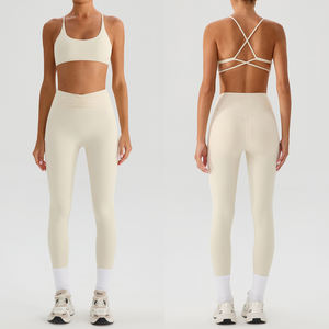 Hochwertige 2-teilige Cross-Leggings Damen Activewear Fitness & Yoga Bekleidung Sport-BH Gym Fitness Sets - Product Image 1