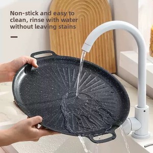 Tragbare <span class=keywords><strong>Outdoor</strong></span>-Camping-Grillplatte Antihaft-Grillpfanne Robuste Runde Grillplatte mit Doppelgriffen für Zuhause & Reisen - Product Image 3