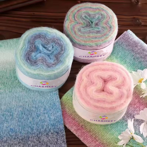 Vente directe d'usine arc-en-ciel Segment teint Macaron <span class=keywords><strong>laine</strong></span> Mohair gâteau fil pour tricoté à la main Crochet pull manteau écharpe - Product Image 1