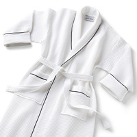 Peignoir de Bain Gaufré 100% Coton Luxe Hôtelier Super Doux à Manches Longues pour Adultes Femmes Hommes