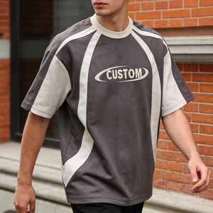 Camiseta Deportiva Personalizada de Moda Casual, Estilo Urbano, Holgada, con Contraste, de Alta Calidad, con Mangas Raglán para Hombre - Product Image 1