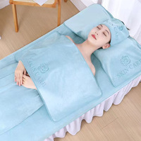 Ensemble de serviettes de salon de beauté et spa en microfibre tissée de haute qualité, avec logo personnalisé, super absorbantes, écologiques, couvre-lit et turban