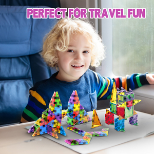 미니 3.75CM 자석 타일 STEM 세트 조립 블록 3-8세 어린이 지능 개발 휴대용 여행용 철제 상자 플라스틱 - Product Image 6