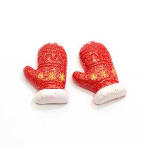Mignonnes breloques mitaines de Noël en résine rouge pour accessoires de cheveux Slime <span class=keywords><strong>Topping</strong></span> - Product Image 2