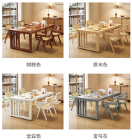 Table à manger en bois massif avec pieds à lattes verticales, bureau à domicile, table de conférence, vente en gros pour cuisine, restaurant, appartement