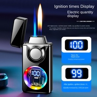 Briquet gonflable intelligent à double flamme Détecteur moderne Dispositif d'allumage coupe-vent Briquet métallique personnalisé créatif
