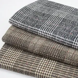 Maatwerk Geruit Zwart Bruin Kleur Tweed Gebreide Kasjmier 100 Tweed Wollen Stof Voor Rok