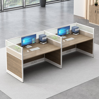 Bureau modulaire simple en forme de F Table en bois Clip Holder Screen Clamp Table Partition Bureau moderne Poste de travail Bureau