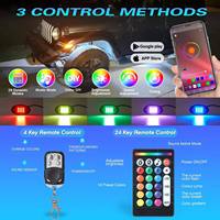 Kit d'éclairage néon RGB APP/RF, étanche IP68, 16 LED, 20 modes segmentés, bande LED, éclairage de châssis 12V pour camion