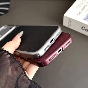 เคสลายหนังลิ้นจี่เคลือบโลหะสำหรับ iPhone 18 17 16 15 14 13 Pro Max ด้านข้างชุบเคลือบป้องกันแรงกระแทก - Product Image 6