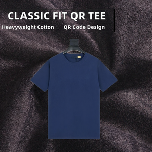 Camiseta de Hombre, Corte Clásico, Color Sólido, Algodón Grueso de Primera Calidad, Cuello Redondo, Azul Marino, Estilo Preppy, Casual, Ecológica, Vintage - Product Image 2