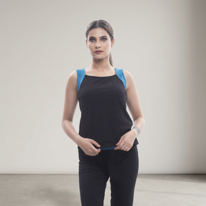 100% tela de algodón orgánico negro Yoga Top contraste Banda Azul espalda Fitness ropa deportiva niñas adultos estilo femenino a la venta - Product Image 3