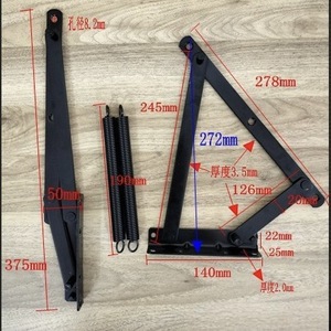 บานพับสปริงสามเหลี่ยม Fengheng ขนาด 275x125x245 มม. สีดำ สำหรับโซฟาเบด เฟอร์นิเจอร์เก็บของ โครงรองรับอุปกรณ์ฮาร์ดแวร์ - Product Image 3