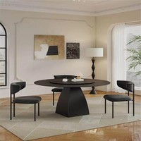 Table à manger en pierre frittée minimaliste italienne, style rétro français 2024, pour 10 personnes, noire, anti-rayures