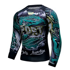 Logo personnalisé Rashguard Jiu Jitsu MMA T-<span class=keywords><strong>shirt</strong></span> Mma Compression Vêtements <span class=keywords><strong>Muay</strong></span> <span class=keywords><strong>Thai</strong></span> Kickboxing Chemise Homme Bjj GI Rash Guard Tees - Product Image 2