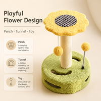 Griffoir pour chat en sisal, design floral et mignon, avec plateau tournant interactif et structure d'escalade, emballage carton, pour chats d'intérieur