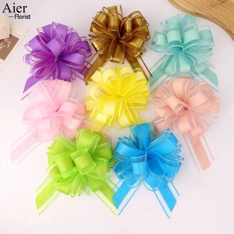 Aier florist 20 teile/beutel 5*130cm Dekoration Weihnachts geschenk Plastik band Pull Bows mit Band für Hochzeits feier