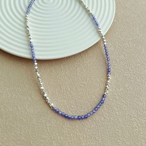 Dylam Dainty Charm Rhodium Plated S925 Silver Colorful <b>Bead</b> Beaded Natural Amethyst Women Jewelry Beaded <b>Necklaces</b> - Product Image 4