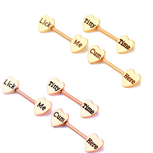 Joyería Corporal de Acero Inoxidable 316L al por Mayor, <span class=keywords><strong>Piercing</strong></span> de Pezón para <span class=keywords><strong>Mujer</strong></span>, Anillo de Pezón con Doble Corazón - Product Image 6
