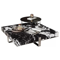 Table basse nordique en pierre simple et contemporaine, plateau en marbre moderne, table gigogne convertible pour salon, ensemble pour la maison
