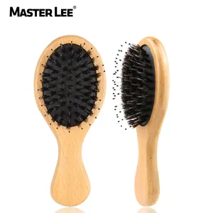 Masterlee-peine de madera portátil con logotipo personalizado, cepillo de pelo de cerdas de jabalí con viaje
