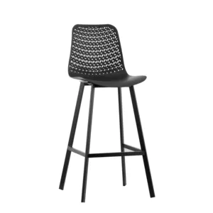 Modern Design Nordic Best Selling Coffee Kitchen Hotel High Chair Plastic Back Stools Bar Chair Black Sand Metal Legs