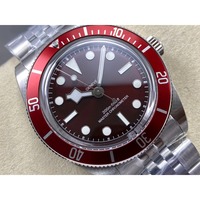 Montre mécanique numérique étanche de qualité supérieure, boîtier en céramique de 39 mm, bracelet en acier inoxydable, rouge Jubilee
