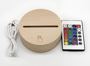 Modern Round Wooden LED Night <b>Light</b> with Touch/<b>Remote</b>/Sensor/Manual Control USB Rechargeable Dimmable Warm White <b>Light</b> (CRI 90) - Product Image 3