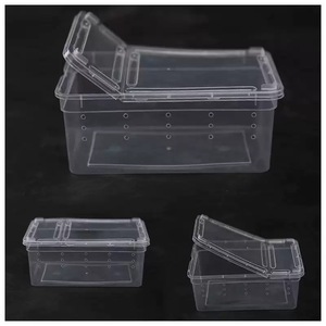 Moderna Bandeja de Alimentación de Plástico Transparente Ecológica para Reptiles, Vivario, Caja de Hábitat de Viaje con Cierre de Botón para Geckos y Ranas - Product Image 4