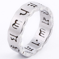 Bague religieuse pour homme en acier inoxydable plaqué or, découpée au laser, motif Om Mani Padme Hum, bijoux de mode, directement de l'usine