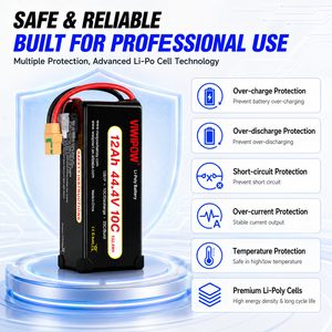 Batterie Lipo haute capacité 12S 44.4V 12Ah 12000mAh 10C pour drone de cartographie, de relevé, VTOL et pulvérisateur agricole - Product Image 4