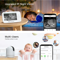 Babyphone intelligent avec écran HD de 5 pouces, prise en charge du Wi-Fi et du réseau sans fil 2,4 G, application pour téléphone portable, moniteur vidéo pour bébé sans fil Tuya avec caméra