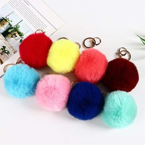 Gros Grand Faux <span class=keywords><strong>Pompon</strong></span> Rouge Argent Rose Boule Boule de Fourrure Boule de Fourrure <span class=keywords><strong>Pompon</strong></span> Porte-clés Boules Bouffantes - Product Image 2