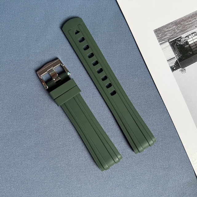 Curved End Rubber Wristband Replacement 20mm FKM Rubber Watch Band Strap for Omeg-a Sea-master 300 Men Luxury Watches