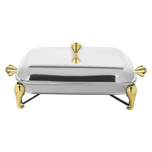 Commercial Wholesale Rectangle Chafing dish gold holder Stainless steel Buffet food warmer for Restaurant Hotel