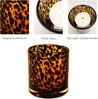 Porte-bougie en verre parfumé, motif écaille de tortue et guépard, style vintage ferme, centre de table pour fêtes, mariages, et occasions spéciales