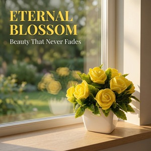 Rosas Artificiales al por Mayor en Maceta Blanca, Mini Bonsái para Decoración <span class=keywords><strong>de</strong></span> Hogar, Oficina, Dormitorio y Escritorio - Product Image 3