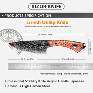 <span class=keywords><strong>Cuchillo</strong></span> de utilidad de Damasco, <span class=keywords><strong>cuchillo</strong></span> de filete, maquinilla de afeitar de acero de Damasco japonés, de cocina Chef afilado <span class=keywords><strong>para</strong></span> <span class=keywords><strong>Cuchillo</strong></span> de pescado, aves, <span class=keywords><strong>pollo</strong></span>, corte de carne - Product Image 2