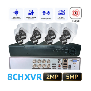 Sistema de Monitoreo de Cámara CCTV de 8 Canales, Kit DVR AHD XVR, Cámara de Seguridad Tipo Domo de 5MP, Visión Nocturna a Todo Color, Detección de Movimiento - Product Image 1