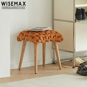 เฟอร์นิเจอร์ WISEMAX ดีไซน์ใหม่ โซฟาห้องนั่งเล่นน่ารัก พร้อมออตโตมันผ้ากำมะหยี่ถักเชือกขนาดเล็ก สำหรับบ้านและวิลล่า - Product Image 5