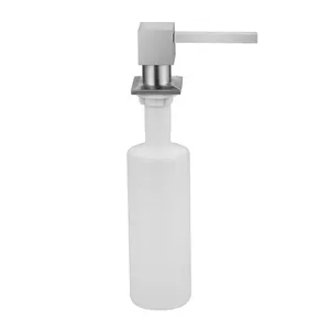 Best Selling Qquare Shape Brush Brass Deck Mounted Hotel Kitchen Sink Hand Sanitizer Liquid Soap Dispenser Kitchen Accessories
